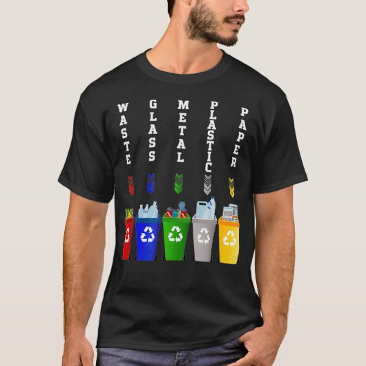 Recycling Trash Sorting bins T-shirt (Voorkant)