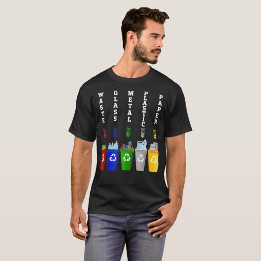 Recycling Trash Sorting bins T-shirt (Voorkant volledig)