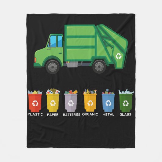 Recycling Truck Kinder Garbage Truck Fleece Deken (Voorkant)