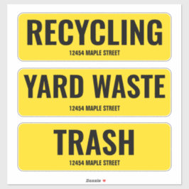 Recycling van vuilnis op de vuilnisbelt met adres sticker