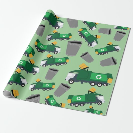 Recycling van vuilniswagen cadeaupapier (Uitgerold)