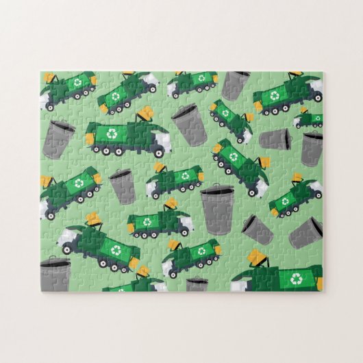 Recycling van vuilniswagen legpuzzel (Horizontaal)