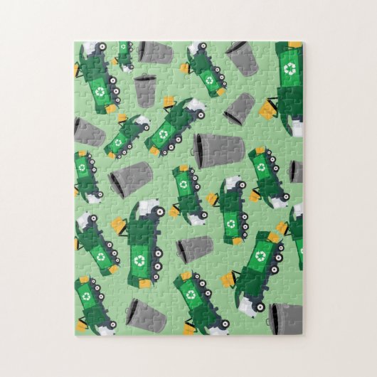 Recycling van vuilniswagen legpuzzel (Verticaal)