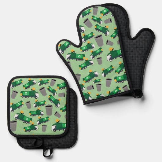 Recycling van vuilniswagen ovenwant & pannenlap set (Voorkant / Achterkant)