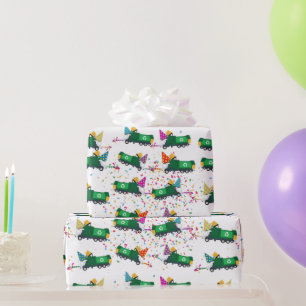 Recycling van vuilniswagens partijpatroon cadeaupapier