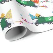 Recycling van vuilniswagens partijpatroon cadeaupapier (Rol Hoek)