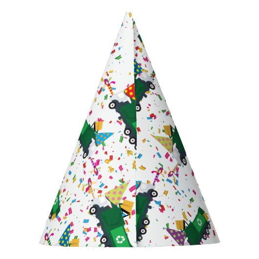 Recycling van vuilniswagens partijpatroon feesthoedjes (Achterkant)