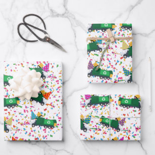 Recycling van vuilniswagens partijpatroon inpakpapier vel