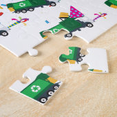 Recycling van vuilniswagens partijpatroon legpuzzel (Zijkant)