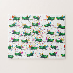 Recycling van vuilniswagens partijpatroon legpuzzel