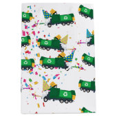 Recycling van vuilniswagens partijpatroon medium cadeauzakje (Voorkant)