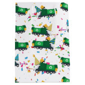 Recycling van vuilniswagens partijpatroon medium cadeauzakje (Achterkant)