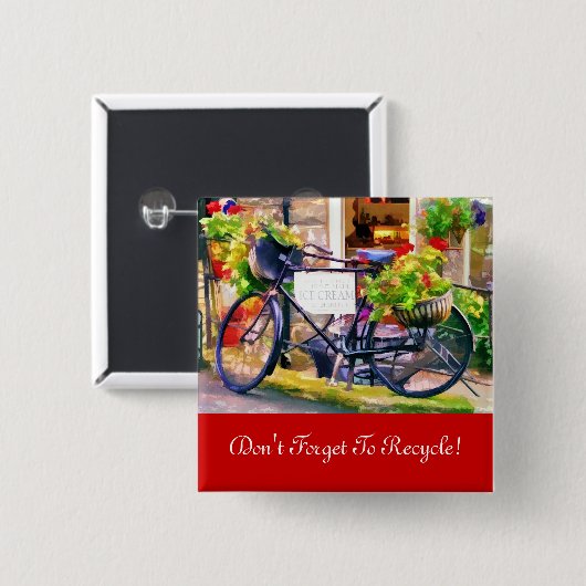 RECYCLING VIERKANTE BUTTON 5,1 CM (Voorkant /achterkant)