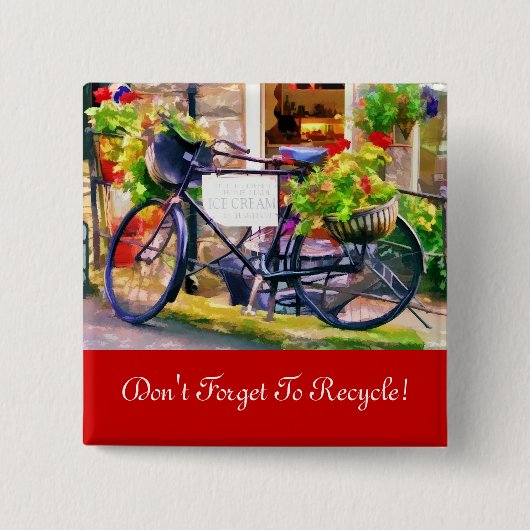 RECYCLING VIERKANTE BUTTON 5,1 CM (Voorkant)