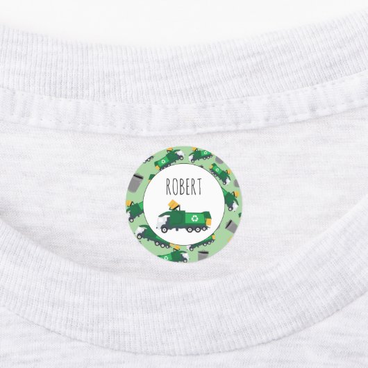 Recycling vuilnis Truck Pattern Boys Name School Labels (Aangebracht)