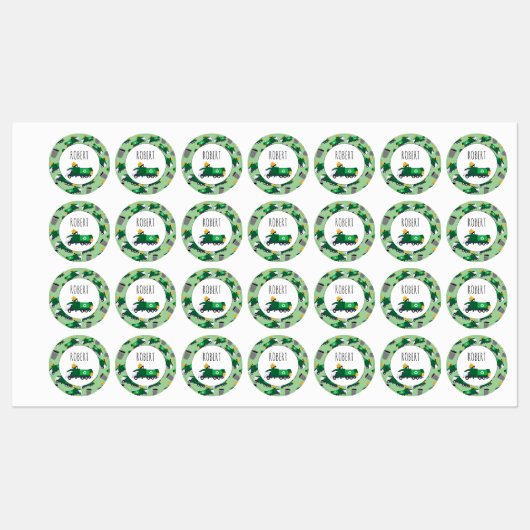 Recycling vuilnis Truck Pattern Boys Name School Labels (Vel)