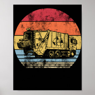 Recycling vuilnis Truck Sunset Old School Poster