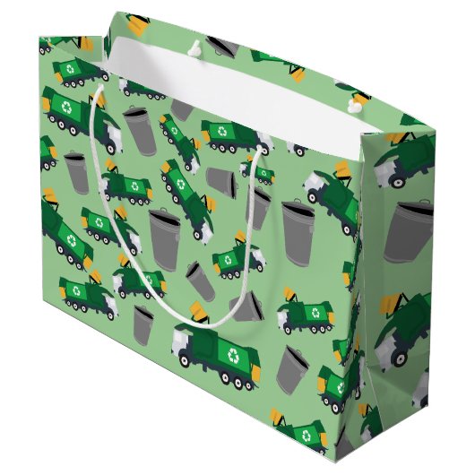 Recycling vuilnisvrachtpatroon groot cadeauzakje (Achterkant Gekanteld)