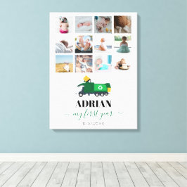 Recycling vuilniswagen Baby 1 jaar foto's Canvas Afdruk