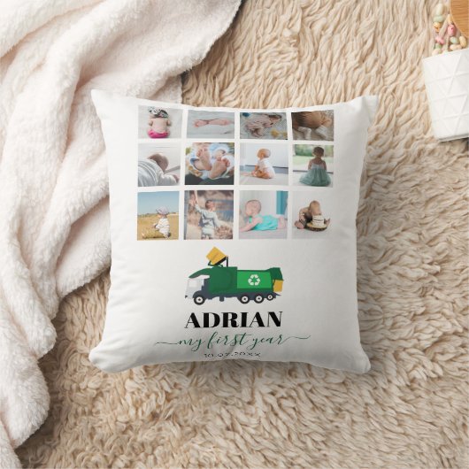 Recycling vuilniswagen Baby 1 jaar foto's Kussen (Deken)