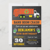 Recycling vuilniswagen Birthday Party Invitation Kaart (Voorkant)