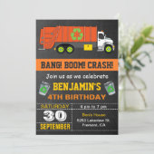 Recycling vuilniswagen Birthday Party Invitation Kaart (Staand voorkant)
