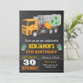 Recycling vuilniswagen Birthday Party Kaart (Staand voorkant)