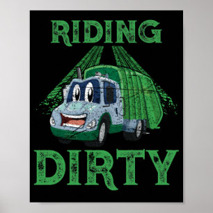 Recycling Vuilniswagen Mannen Vuil Rijden Poster