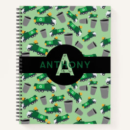 Recycling Vuilniswagen Patroon Kinderen Monogram Notitieboek