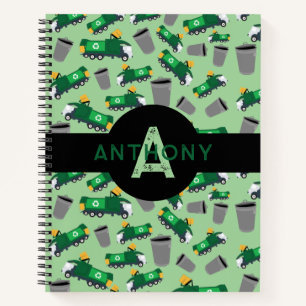 Recycling Vuilniswagen Patroon Kinderen Monogram Notitieboek