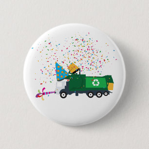 Recycling vuilniswagen ronde button 5,7 cm