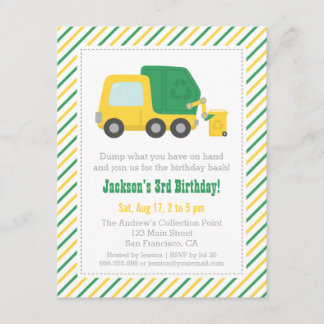 Recycling vuilniswagen Theme Boys Birthday Party Kaart