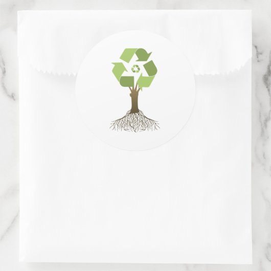 RECYCLINGBOOM RONDE STICKER (Tas)