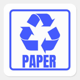 Recyclingbord blauw papier vierkante sticker
