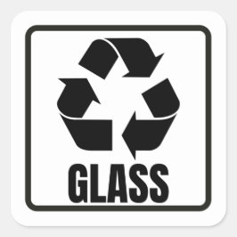 Recyclingbord zwart glas vierkante sticker