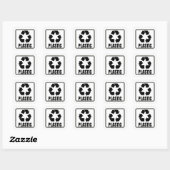 Recyclingbord zwart plastic vierkante sticker (Vel)