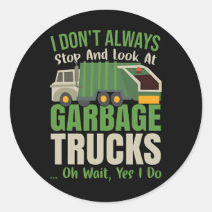 Recyclingdag Kinder Grappige Garagetruck Peuter Re Ronde Sticker
