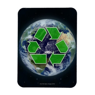 Recyclingsymbool en planeet magneet