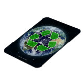 Recyclingsymbool en planeet magneet (Linkerzijde)