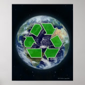 Recyclingsymbool en planeet poster (Voorkant)