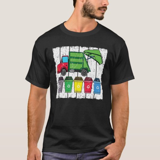 Recyclist E van recyclingreders van vuilniswagens T-shirt (Voorkant)