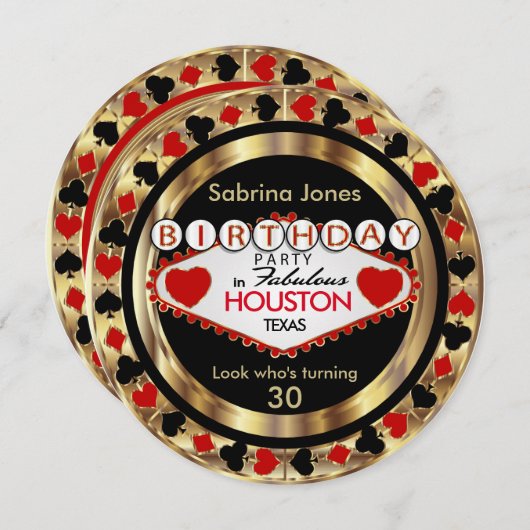 Red 00th Birthday Party - DIY City & State Kaart (Voorkant / Achterkant)