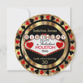 Red 00th Birthday Party - DIY City & State Kaart (Voorkant)