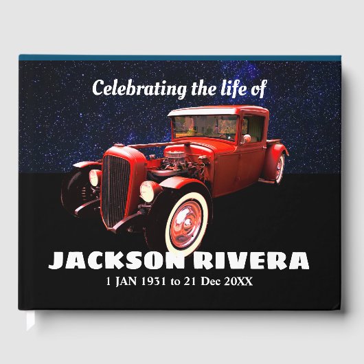 Red 1930 Street Rod viering van het leven Gastenboek (Voorkant)