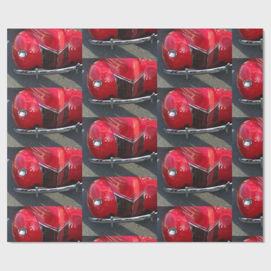 Red  1930s auto op verpakkingspapier cadeaupapier (Vlak)