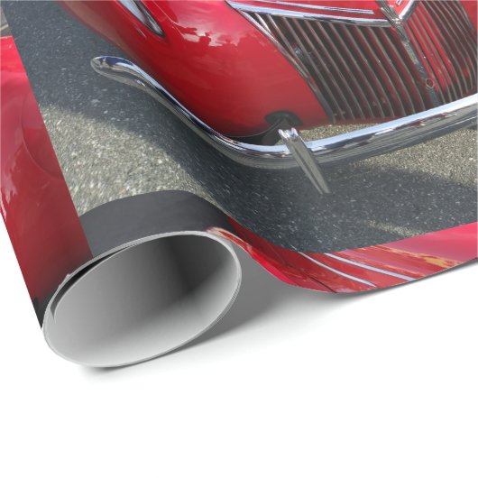 Red  1930s auto op verpakkingspapier cadeaupapier (Rol Hoek)