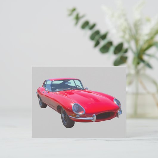 Red 1964 Jaguar XKE Antiek sportauto Briefkaart (Staand voorkant)