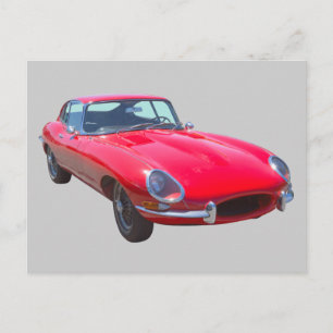 Red 1964 Jaguar XKE Antiek sportauto Briefkaart