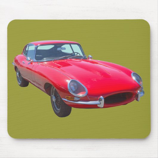 Red 1964 Jaguar XKE Antiek sportauto Muismat (Voorkant)