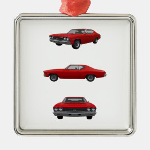 Red 1968 Chevelle SS: Metalen Ornament